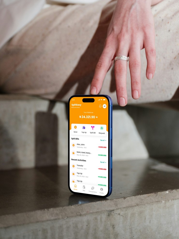 Móvil vertical con aplicación financiera